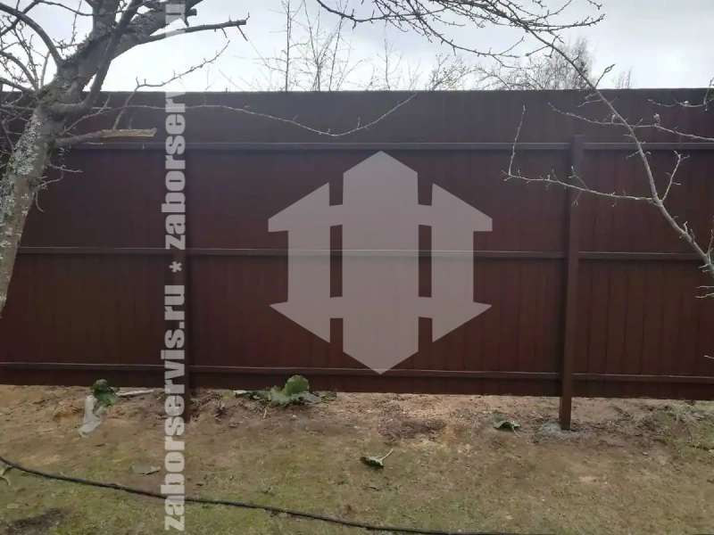 Забор из профнастила с бетонированием столбов 50 метров