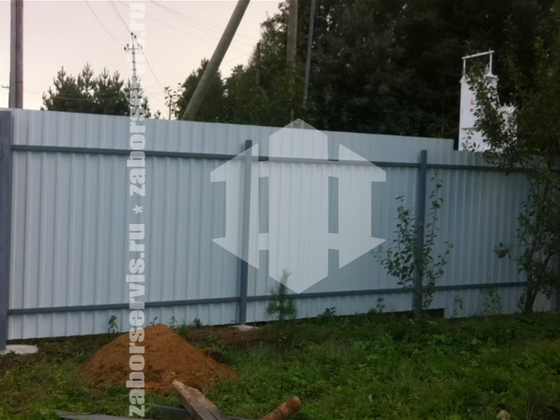 Забор из профнастила с бетонированием столбов 78 метров