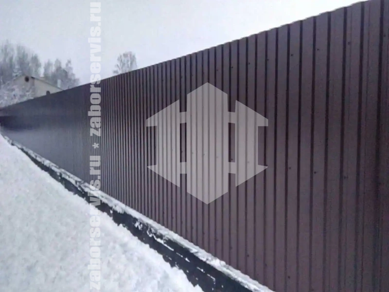 Забор из профнастила на ленточном фундаменте 90 метров