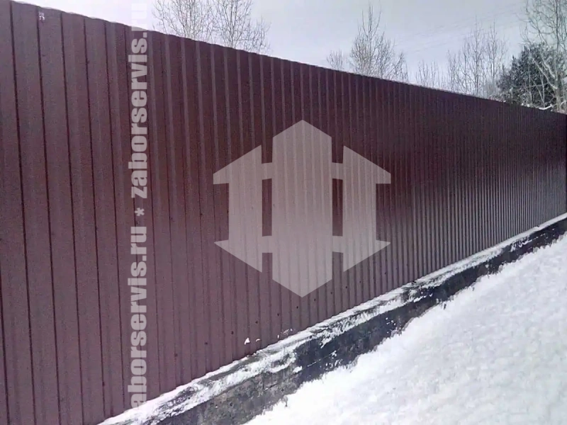 Забор из профнастила на ленточном фундаменте 90 метров